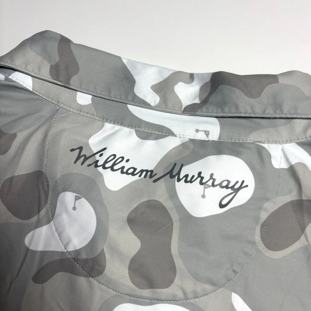 William Murray Camo Golf Polo Men L Gray Course all over Print Performance Shirt - Picture 6 of 9